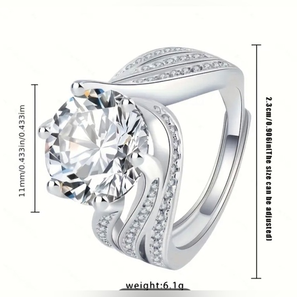 Stunning 5 Carat Moissanite Ring S925 Adjustable Size - Picture 6 of 12